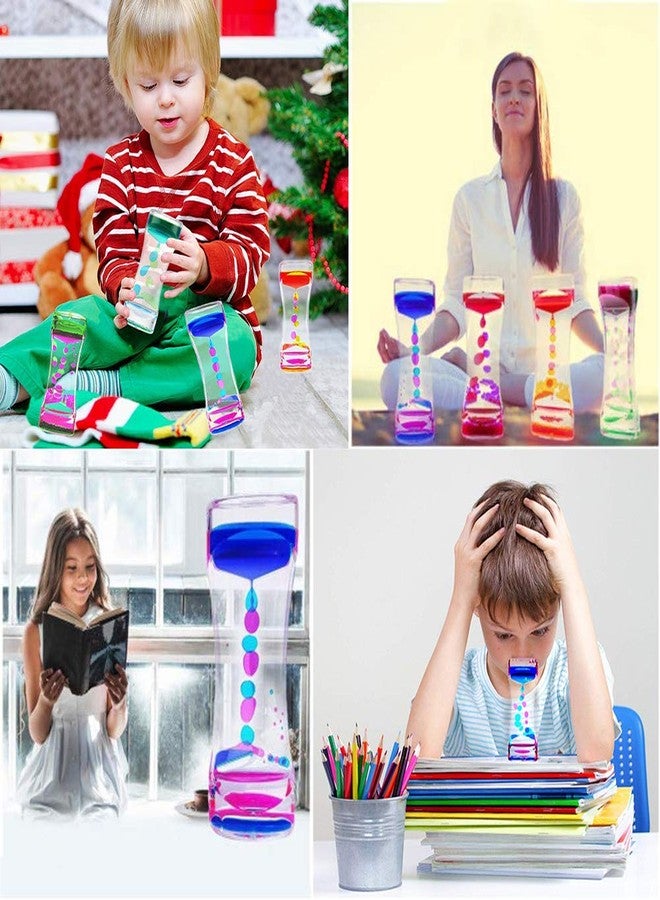 FKYTION Liquid Motion Bubbler Timer Pack of 4 Colorful Hourglass Liquid Bubbler ADHD Fidget Toy Sensory Toys for Kids, Teenagers, Adults - Image 4